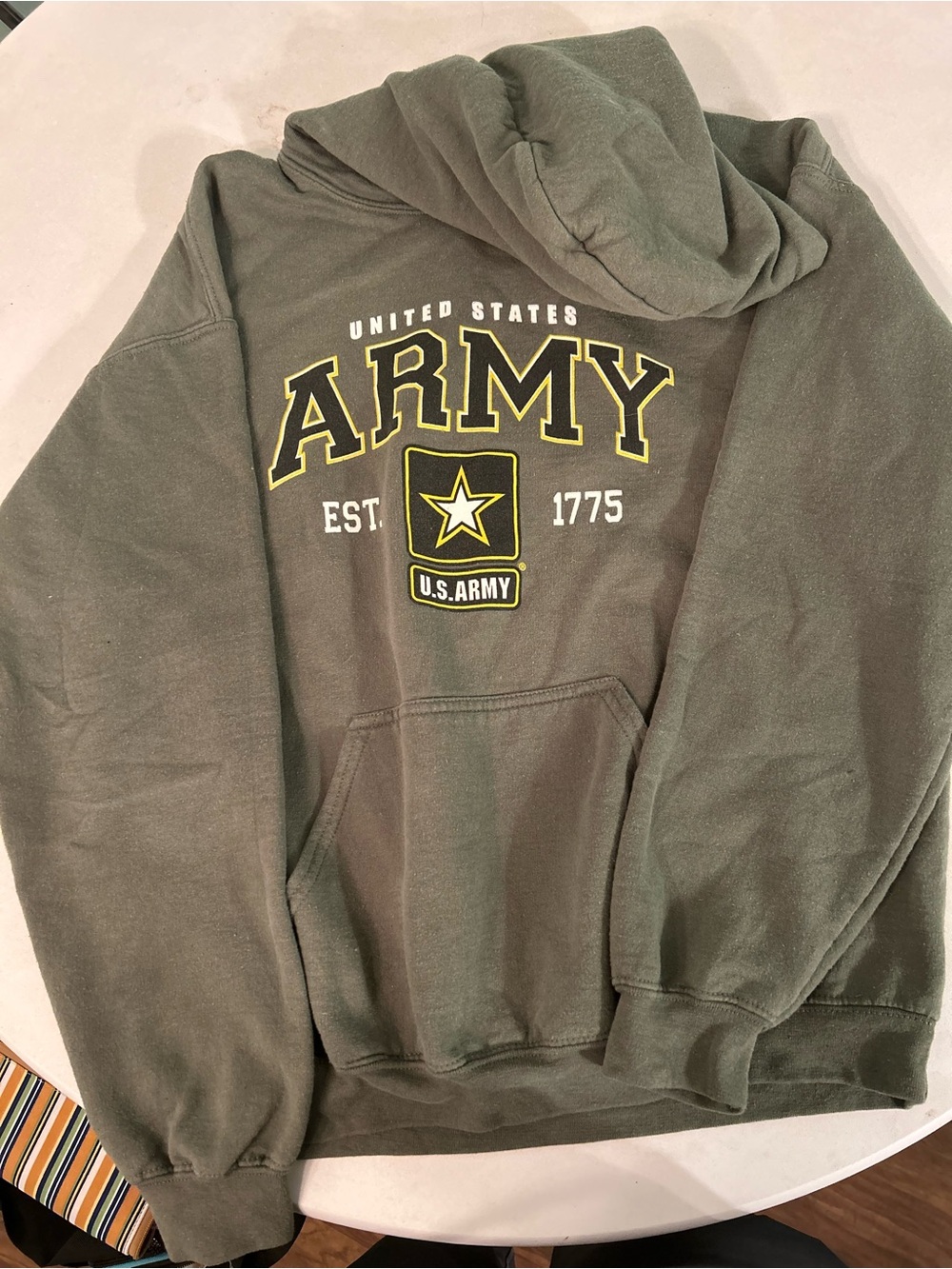 U.S. Army Olive Hoodie with Yellow and White Logo Comfy Women’s Medium